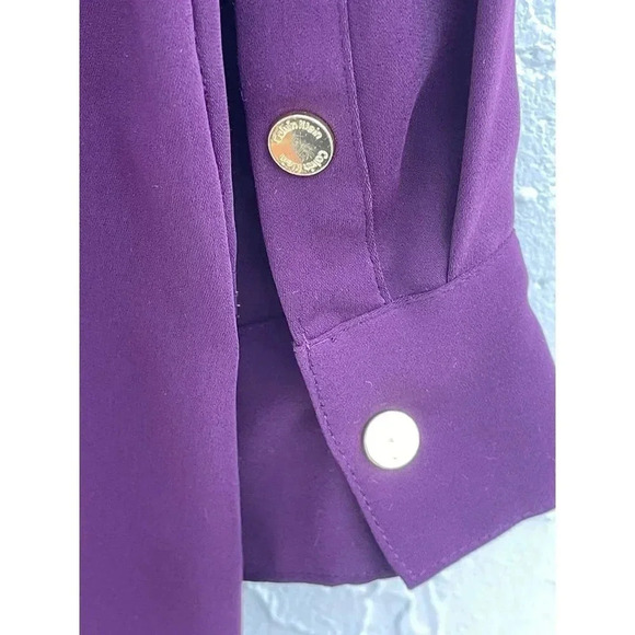 Calvin Klein Womens Pullover Collared Loose Half Button Up Dress Purple Sz M/L - Picture 7 of 13